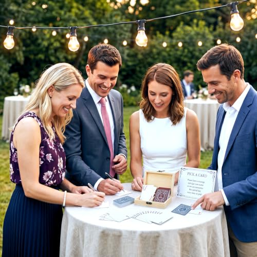 Wedding Guest Book Playing Cards Set with Wooden Box - 108 Blue & Red Variations