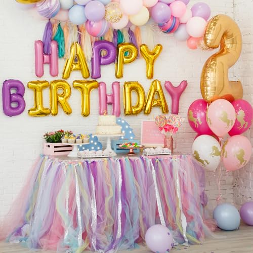 Blue 14ft Ruffle Table Skirt for Wedding Birthday Party Decorations - Rectangular 168x30 Inches