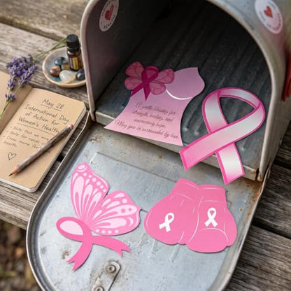 Pink Ribbon Breast Cancer Awareness Decor - 400pcs Cutouts, Variation: Pink Ribbon