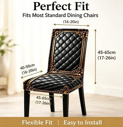 6 Pack Gold Baroque Stretch Dining Chair Covers - Elegant, Washable Furniture Protectors