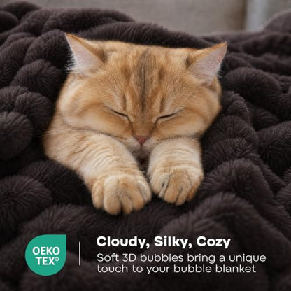 Electric Heated Blanket 50x60 Cozy Bubble Flannel Throw for Couch & Bed