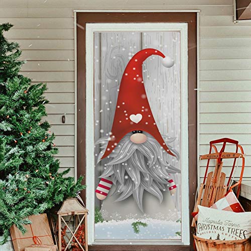 Christmas Gnome Door Cover Decoration 35 x 79 Inch Indoor Outdoor Festive Porch Decor