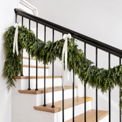 6FT Artificial Cedar Garland Christmas Decor Full Foliage Realistic Green
