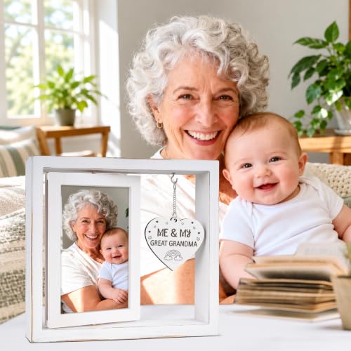 White Great Grandma Photo Frame Keepsake - Pregnancy Announcement Gift for Great Grandma