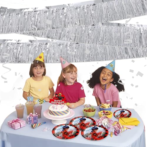 Two Silver Foil Fringe Garland 10FT Party Decorations - Silver