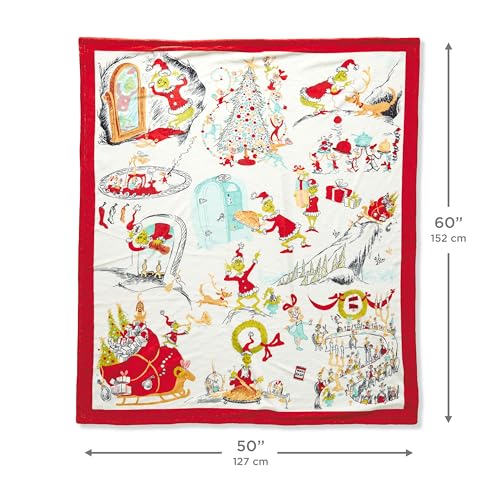 Hallmark Dr. Seuss's How The Grinch Stole Christmas Throw Blanket 50x60 - Holiday Cozy Decor