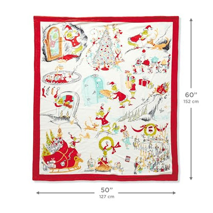 Hallmark Dr. Seuss's How The Grinch Stole Christmas Throw Blanket 50x60 - Holiday Cozy Decor