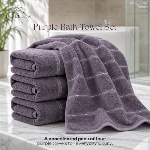 Velvet Bath Towels Set 27x54 Inch 100% Cotton Ultra Soft Absorbent - Muted Mauve, Pack of 4