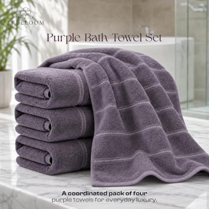 Velvet Bath Towels Set 27x54 Inch 100% Cotton Ultra Soft Absorbent - Muted Mauve, Pack of 4