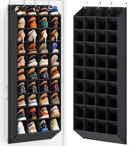 Black Over-the-Door Shoe Organizer 40 Pockets 10-Tier Shoe Rack