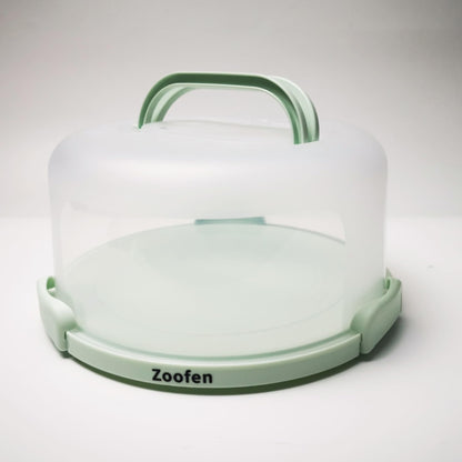 Zoofen Cake Carrier with Handle 10in Cake Stand Green Cake Holder Cover Round Container for 10in or Less Size