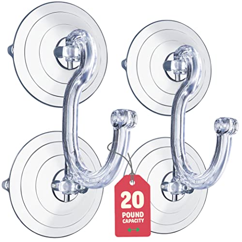2 Pack Heavy Duty Wreath Hangers for Glass Doors - Suction Cup Christmas Decor