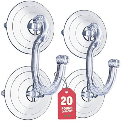 2 Pack Heavy Duty Wreath Hangers for Glass Doors - Suction Cup Christmas Decor