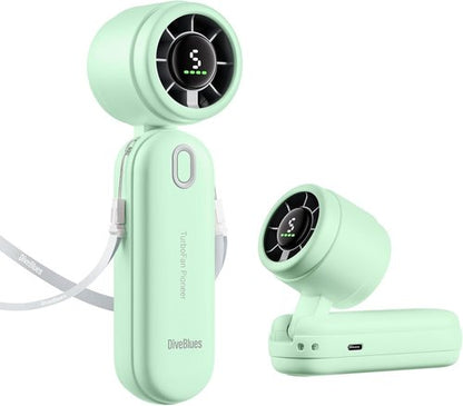Diveblues Handheld Fan - 3-in-1 Portable Turbo Fan with LED Display | 12H Max Cooling, 4000mAh Battery