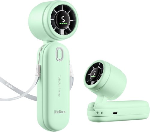 Diveblues Handheld Fan - 3-in-1 Portable Turbo Fan with LED Display | 12H Max Cooling, 4000mAh Battery