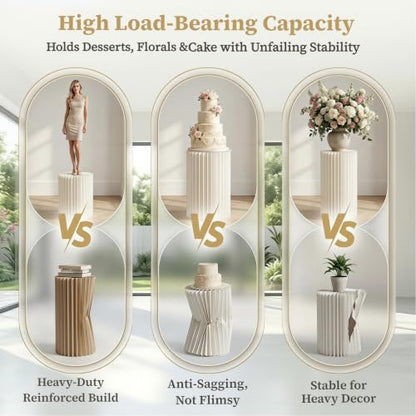 Wedding Pedestal Stand Set with Acrylic Tops - 5 Graduated Heights, Heavy-Duty Columns