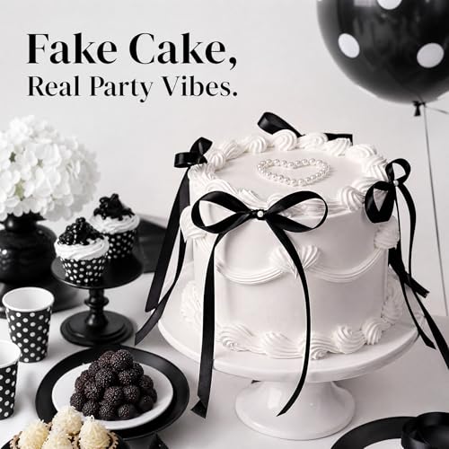 Reusable Fake Cake Prop for Party Decor, 6.2 Inch Artificial Dessert Display