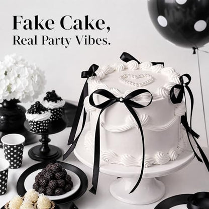 Reusable Fake Cake Prop for Party Decor, 6.2 Inch Artificial Dessert Display