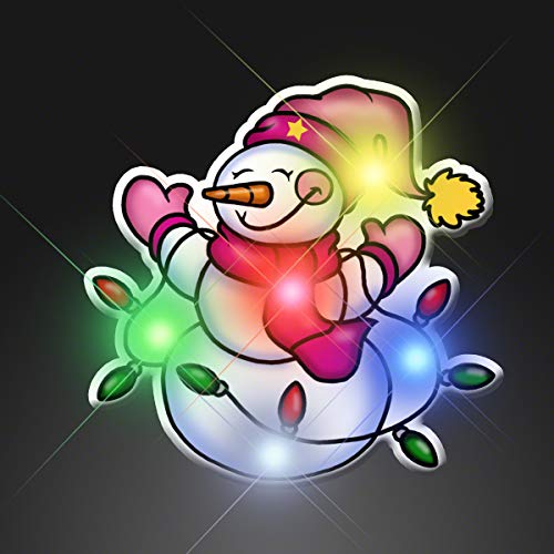 Christmas LED Light Up Lapel Pins Set of 5 - Snowman, Tree, Reindeer, Candy Cane