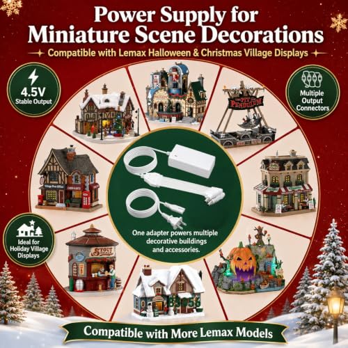 4.5V 5A Multi-Port Power Adapter for Lemax Christmas & Halloween Village Lights