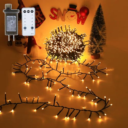 Warm White 1600 LEDs Christmas String Lights with Remote 105ft Waterproof Modes