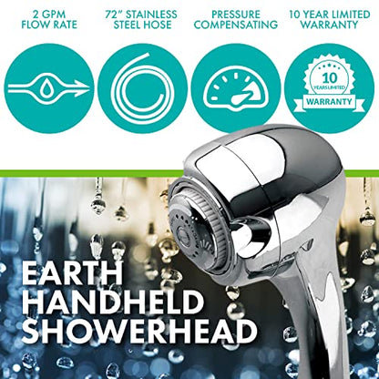 Earth Spa 3-Spray Handheld Shower Head - Water-Saving Chrome Wall Mount