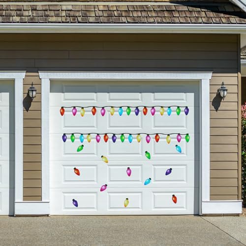 160Pcs Reflective Christmas Car Magnets Set with Light Bulb & Line Decor