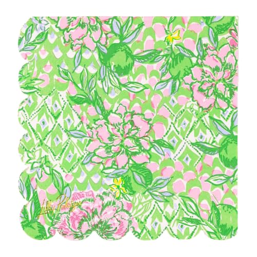 80 Lime Green Cocktail Napkins with Gold Foil Logo - Elegant Party Supplies