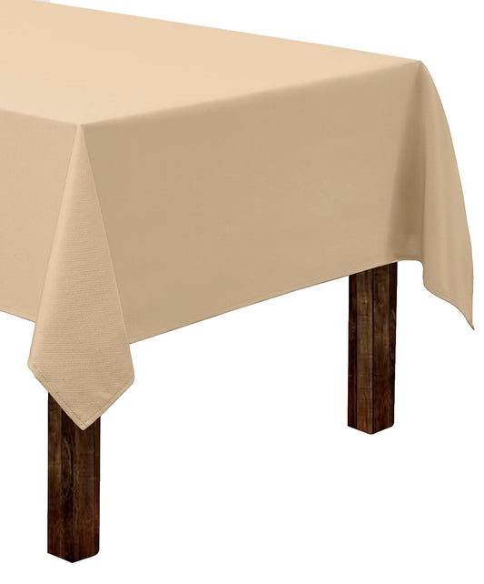 Gee Di Moda Rectangle Tablecloth - 60 x 84 Inch Beige Table Cloth for 5 Foot Rectangle Table - Heavy Duty Washable Fabric - for 5 Ft Buffet Table, Holiday Party, Dinner, Wedding & Baby Shower