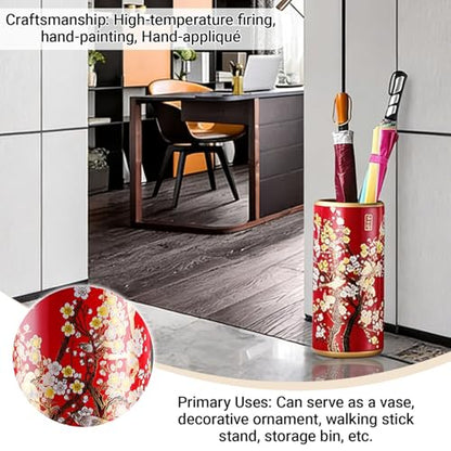 Ceramic Umbrella Stand Holder for Entryway - 45x20cm Floor Vase & Storage Bucket