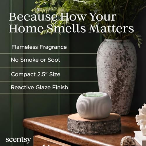 Ceramic Wax Warmer Electric Fragrance Diffuser for Wax Melts - White Fluted