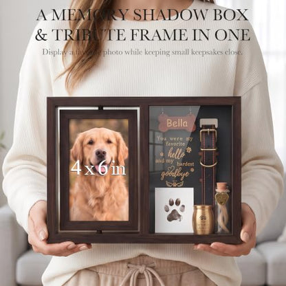 Brown Dog Memorial Shadow Box Gifts for Loss of Pet - Sympathy Keepsake