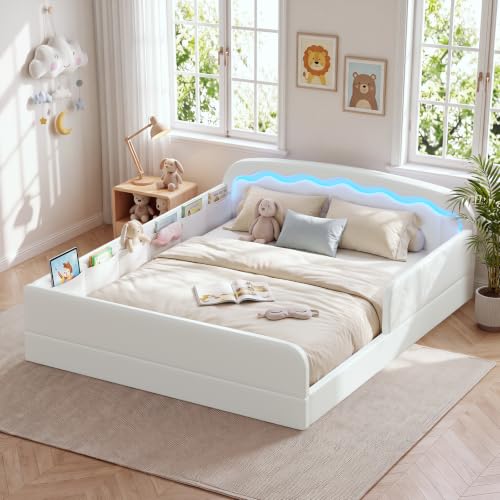 Full Montessori Toddler Bed with Removable Guardrails and Low Upholstered Frame - Variant: Full