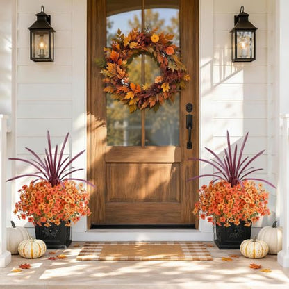 Artificial Fall Mums for Outdoors - UV Resistant 12 Pack