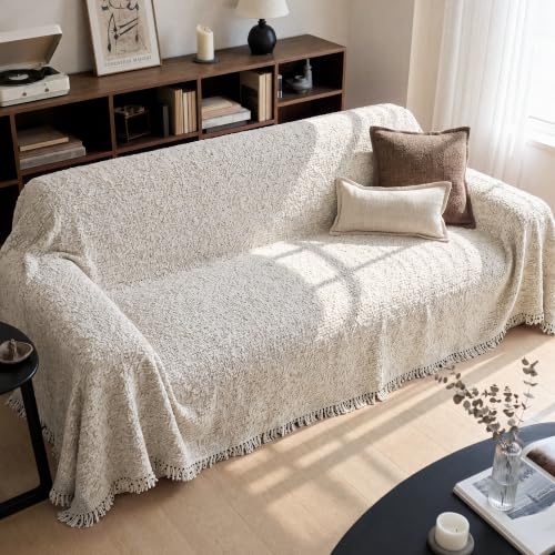 Chenille Couch Cover for Sofa 71x118 Sand - Reversible Sofa Protector