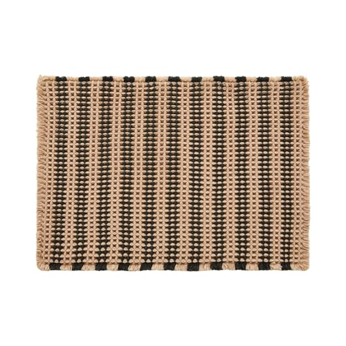 TYUU Waffle Bath Mat, Boho Bathroom Rugs Non Slip Washable Super Absorbent Quick Dry Bath Mat Farmhouse Bathroom Decor, 24"x16" Khaki and White