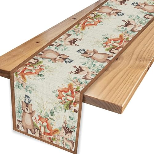 Rustic Woodland Table Runner - Animal-1 13x36 Inches Farmhouse Decor