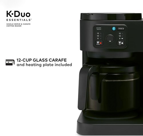 K-Duo Essentials Coffee Maker - Single Serve K-Cup & 12-Cup Carafe Brewer | 72 oz Reservoir, Pause & Pour Feature
