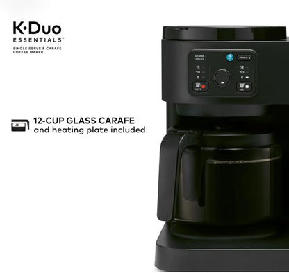 K-Duo Essentials Coffee Maker - Single Serve K-Cup & 12-Cup Carafe Brewer | 72 oz Reservoir, Pause & Pour Feature