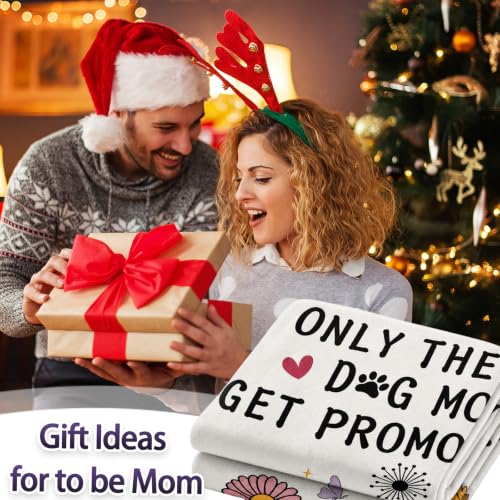 Beige Pregnancy Gift Blanket for New Moms - 60x50 Inches - Funny Dog Mom Message