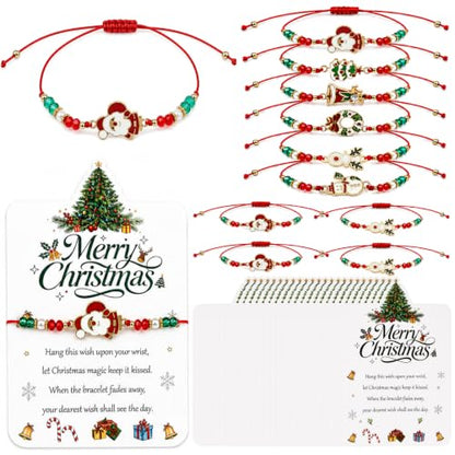 Christmas Wish Bracelets Set with Wish Cards - 6 Styles for Holiday Gifts