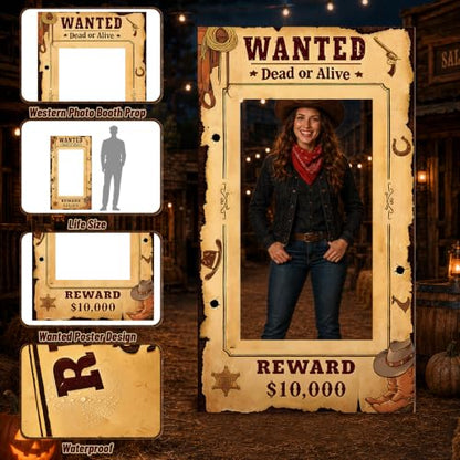 5.6Ft Western Wanted Poster Photo Booth Prop Stand Up - Cowboy Party Decor