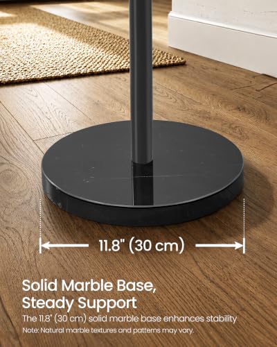 Black Freestanding Coat Rack with 16 Hooks and Marble Base - Steel Hall Tree
