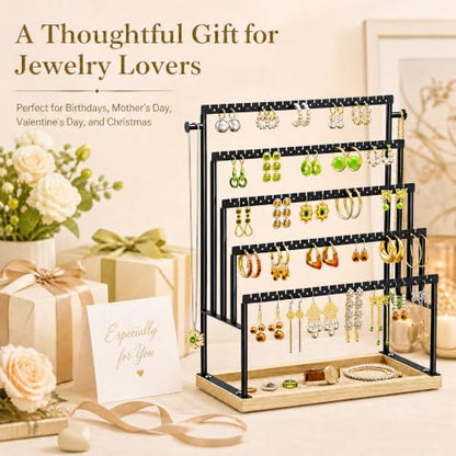 Large 5-Tier Earring Organizer Holder - Black