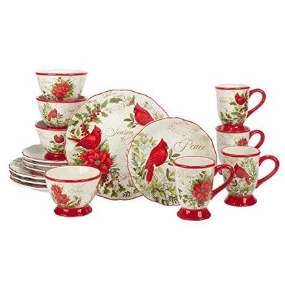 Winter's Medley 16-Piece Dinnerware Set for 4 - Festive Holiday Ceramic Tableware