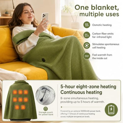 Green Heated Shawl Wrap for Women Portable Warm Clothing 2027