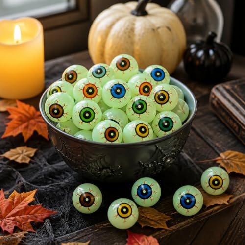 Glow in the Dark Plastic Fake Eyeballs 36-Pack for Halloween Crafts & Pranks