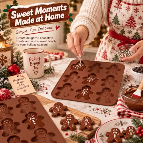 Food-Grade Silicone Gingerbread Man Mold for Holiday Baking - Non-Stick, 9 Cavities