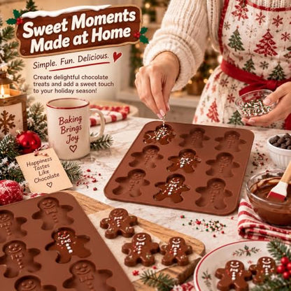 Food-Grade Silicone Gingerbread Man Mold for Holiday Baking - Non-Stick, 9 Cavities