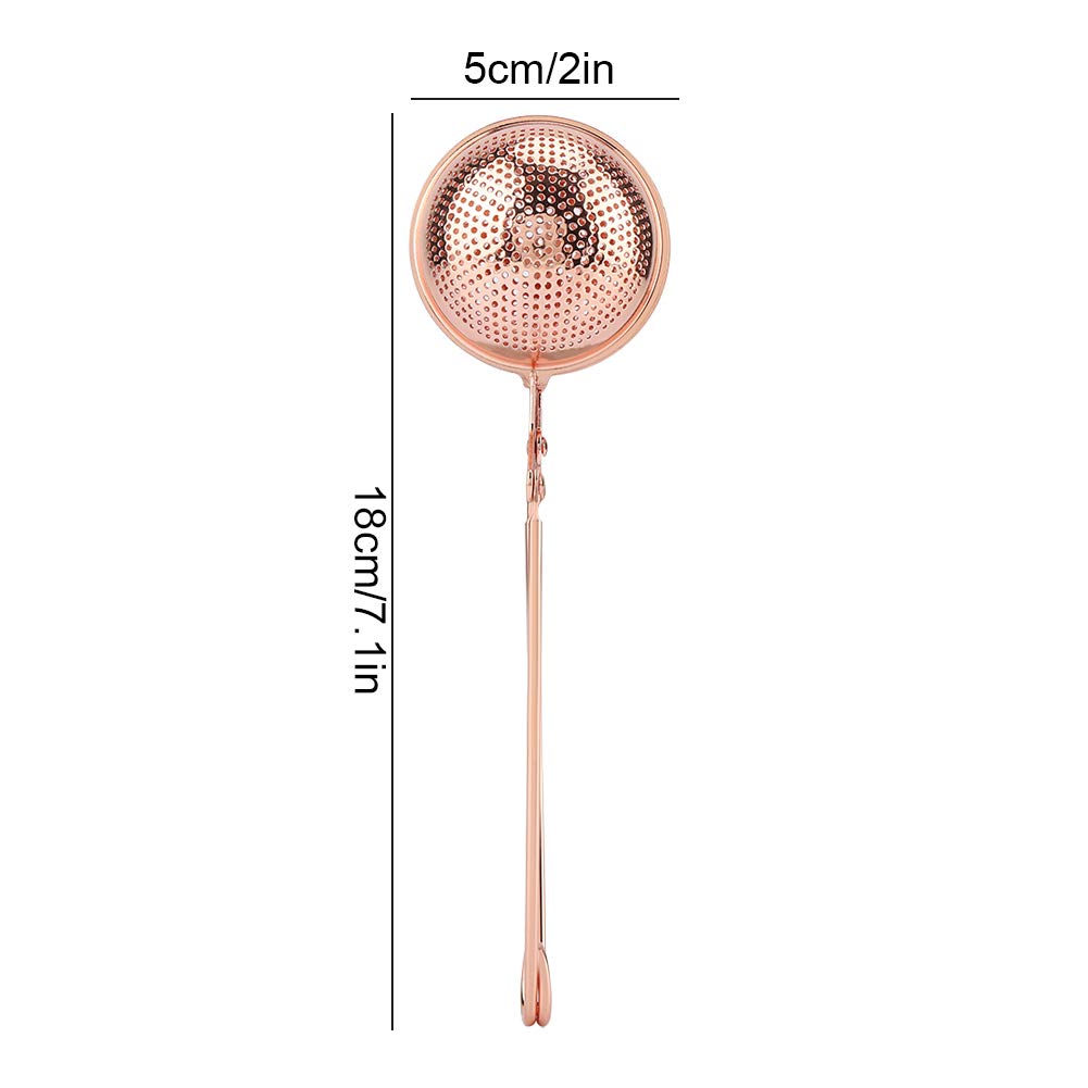 Haofy Tea Strainer, Stainless Steel Tea Filter, Twisting Snap Ball Infuser for Brewing Loose Leaf Tea Mulling Spices Seasonings with Long Handle, Fruit Infuser Insert, Rose Gold Tea Infuser Diffusers